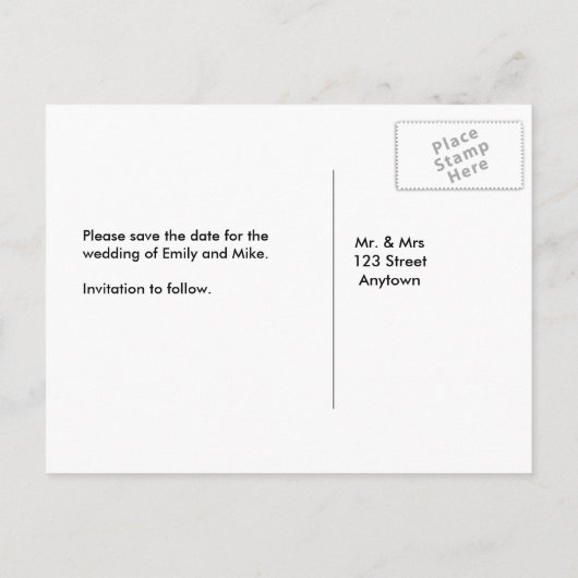 Heather and Lace Save the Date Postcard Ankündigungspostkarte (Rückseite)