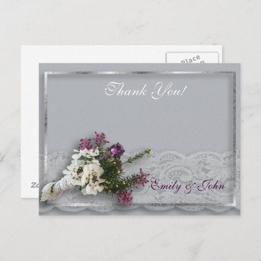 Heather and Lace Wedding Vielen Dank Postkarte (Vorne/Hinten)