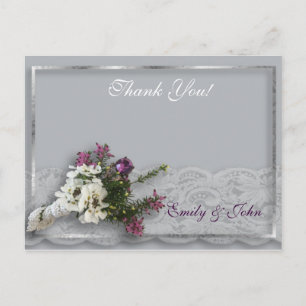 Heather and Lace Wedding Vielen Dank Postkarte