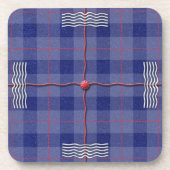 Heather Blue Kariert Getränkeuntersetzer (Vorderseite)