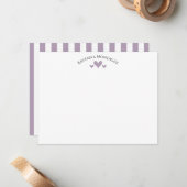 Heather Elegant Classic Hearts Striped Note Card Mitteilungskarte (Vorderseite/Rückseite Beispiel)