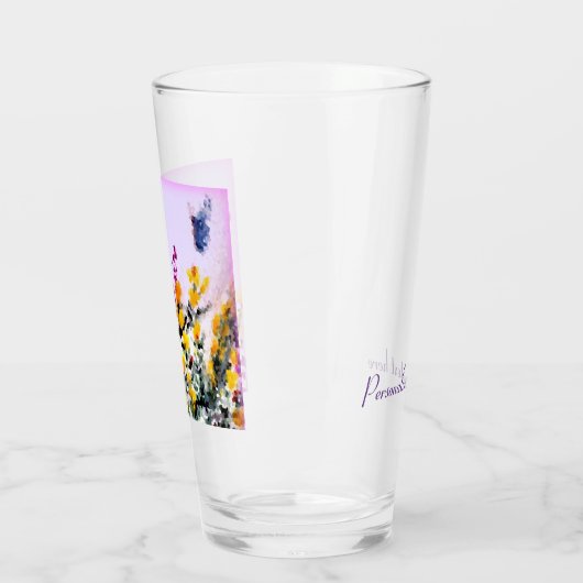 Heather Gorse Floral Butterfly Personalisiert Glas (Links)