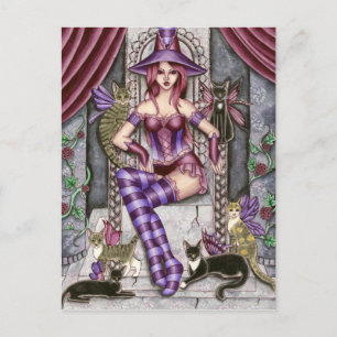 Heather - Gothic Cat Hexenkarte Postkarte