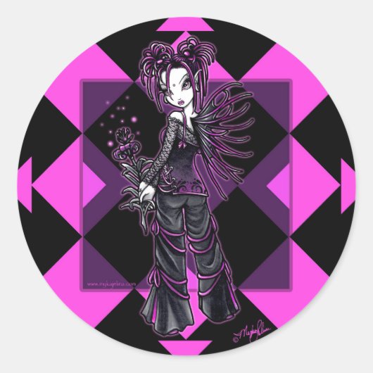 "Heather" Gothic Pink Blume Friry Stickers (Vorderseite)