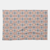 Heather Gray Abstrakte Blume Peach Lattice Fraktal Geschirrtuch (Horizontal)