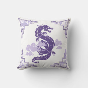 Heather Lila Chinoiserie Dragon and Clouds Kissen