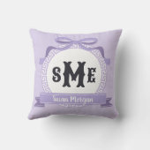 Heather Lila Reverse Griechisch Key Bow Monogram Kissen (Rückseite)