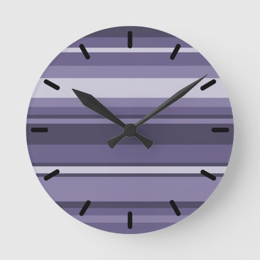Heather lila Streifen Runde Wanduhr (Vorderseite)