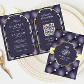 Heather Lila Tufted QR Code Muslim Hochzeit Einladung