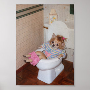 Heather-Lnns Retro-Chihuahua-Triumph auf dem Töpfc Poster