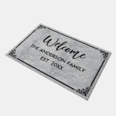 Heather | Modernes Monogramm - Familienname Willko Fußmatte (Schrägansicht)