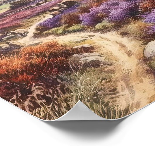 Heather Moorland Feld in einem Tal Landschaft Poster (Ecke)