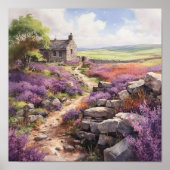 Heather Moorland und Stone House Landschaft Poster (Vorne)
