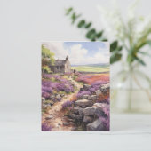 Heather Moorland und Stone House Landschaft Postkarte (Stehend Vorderseite)