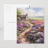 Heather Moorland und Stone House Landschaft Postkarte (Vorne/Hinten)