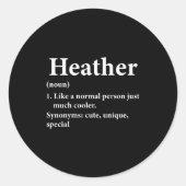 Heather Name Definition Funny D Runder Aufkleber (Vorderseite)