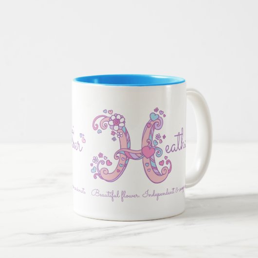 Heather name meaning monogram H personalized mug Zweifarbige Tasse (VorderseiteRechts)