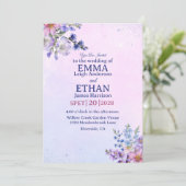 heather periwinkle plum lavender blue Wedding  Einladung (Stehend Vorderseite)