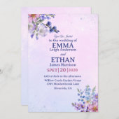 heather periwinkle plum lavender blue Wedding  Einladung (Vorne/Hinten)
