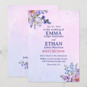 heather periwinkle plum lavender blue Wedding Einladung (Vorne/Hinten)