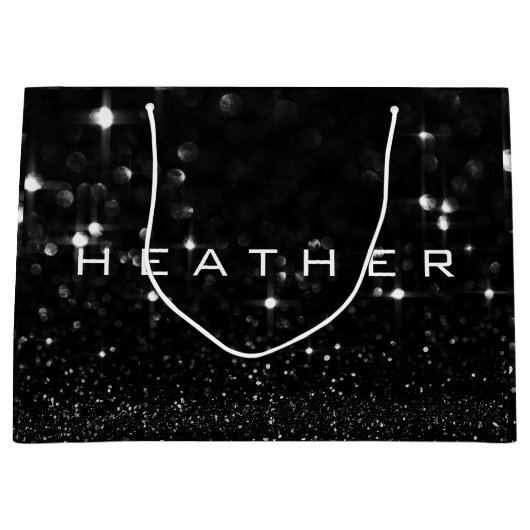 Heather Schwarz-weiß White Glitzer Gefallen Gift S Große Geschenktüte (Vorderseite)