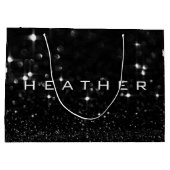 Heather Schwarz-weiß White Glitzer Gefallen Gift S Große Geschenktüte (Rückseite)