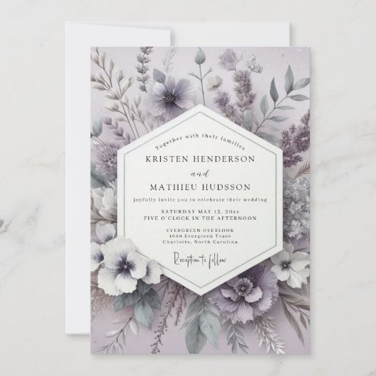 Heather Serene Meadow Wedding Einladung (Vorderseite)