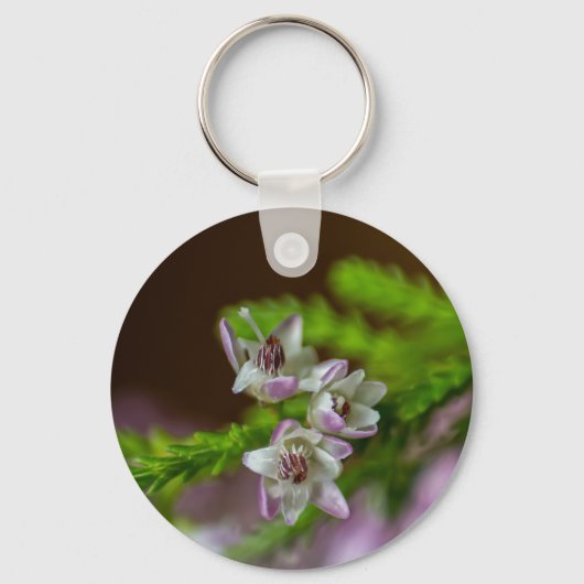 Heather Spring Blume immergrün blühen lila weiß Schlüsselanhänger (Vorderseite)