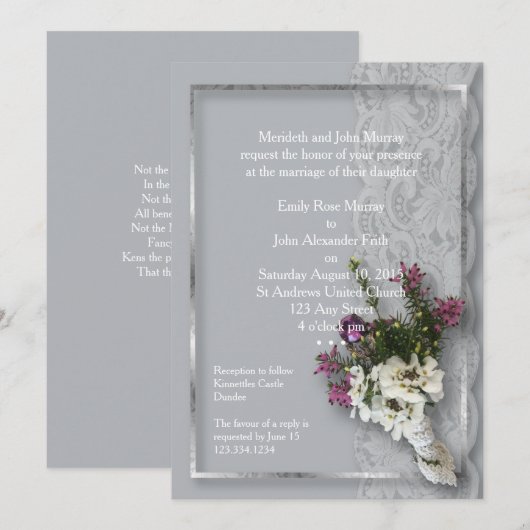 Heather und Lace Einladung (Vorne/Hinten)