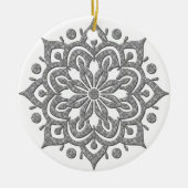 Heathered Gray and White Lotus Snowflake Ornament (Vorne)