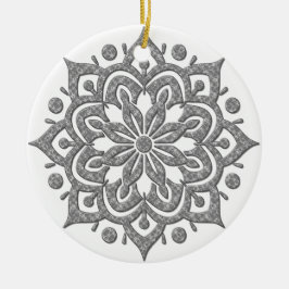 Heathered Gray and White Lotus Snowflake Ornament