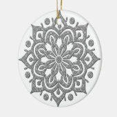 Heathered Gray and White Lotus Snowflake Ornament (Links)