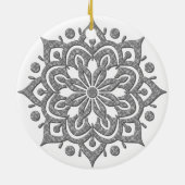 Heathered Gray and White Lotus Snowflake Ornament (Hinten)