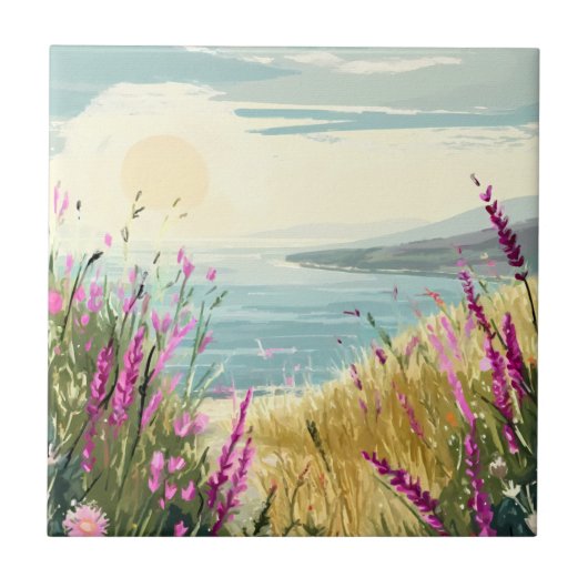 Heather's Embrace am Meer Fliese (Vorderseite)