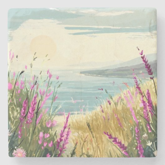 Heather's Embrace am Meer Steinuntersetzer (Vorderseite)