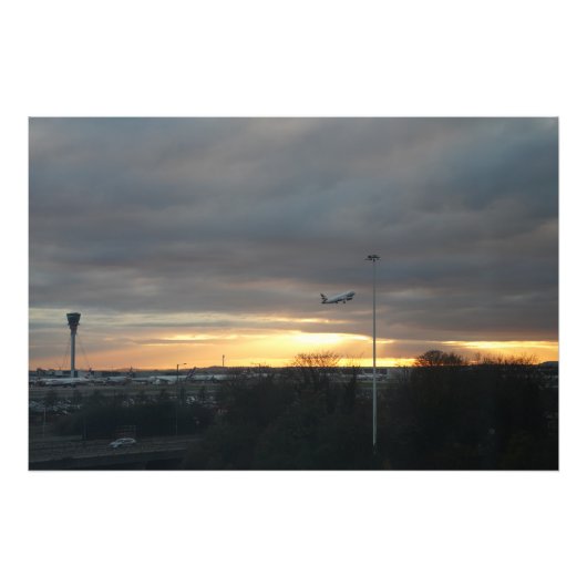 Heathrow Takeoff At Sunset Fotodruck (Vorne)