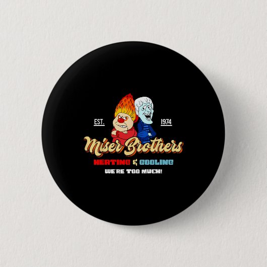 Heating And Cooling Brothers Christmas Retro Button (Vorderseite)