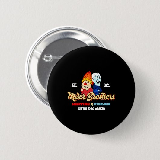 Heating And Cooling Brothers Christmas Retro  Button (Vorne & Hinten)