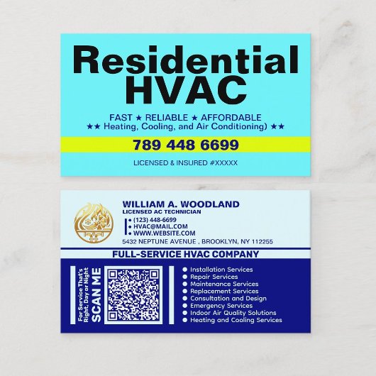 Heating and Cooling Qr Code | Residential HVAC Visitenkarte