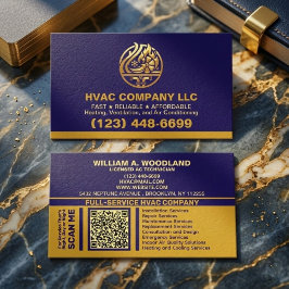 (Heating Cooling, Air Conditioning) Blue Gold HVAC Visitenkarte