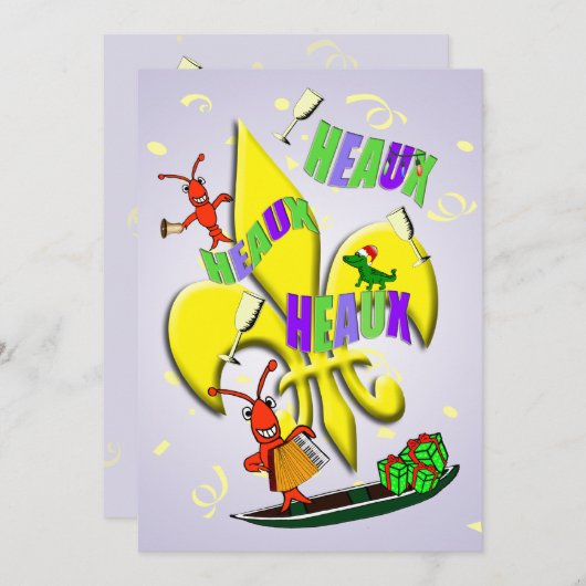 Heaux, Heaux, Heaux Cajun WeihnachtsParty Einladung (Vorne/Hinten)