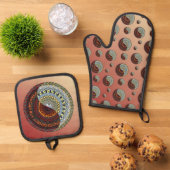 Heaven and Hell Mandala Ofenhandschuh & Topflappen-Set (Oben Unten)