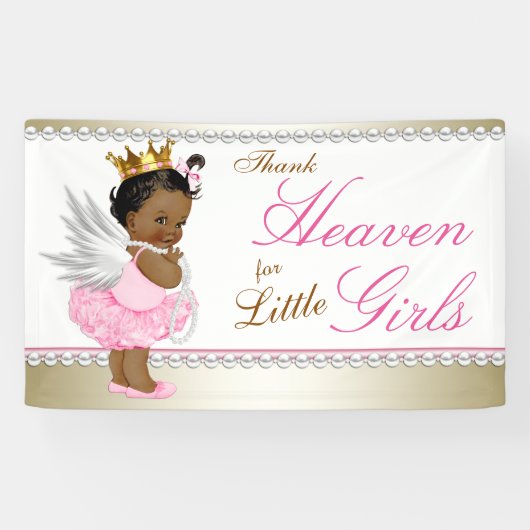 "Heaven for Little Girls Ethnic Baby Shower" Banner (Horizontal)