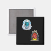Heaven Hell D20 Fortune Unfortune Sticker Magnet (Vorderseite/Rückseite)