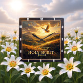 Heaven Holy Spirit Dove Sunset John 3:8 Verse Quadratische Wanduhr