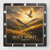 Heaven Holy Spirit Dove Sunset John 3:8 Verse Quadratische Wanduhr (Vorderseite)