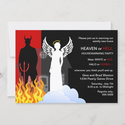 Heaven oder Hell Housewarming Party Einladung (Vorderseite)