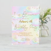 Heaven pastellfarbene Regenbogenwolken Geburtstag Einladung (Stehend Vorderseite)