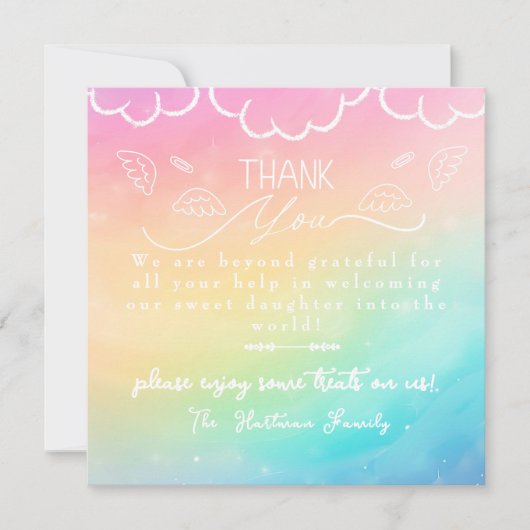 Heaven Rainbow baby Labor Delivery NICU Hospital Dankeskarte (Vorderseite)
