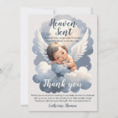 Heaven schickte Angel Baby in Clouds Babydusche Dankeskarte (Vorderseite)